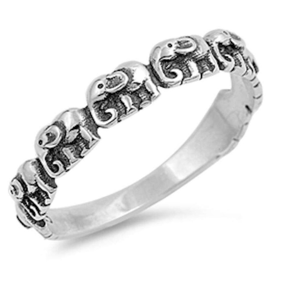 Sterling Silver 925 Plain Elephant Ring - Picture 1 of 4
